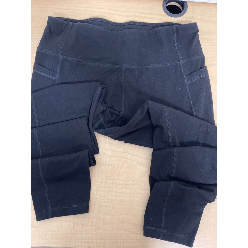 Athletic Works Black High Waisted Leggings with Pockets Size L 12-14 RN52469